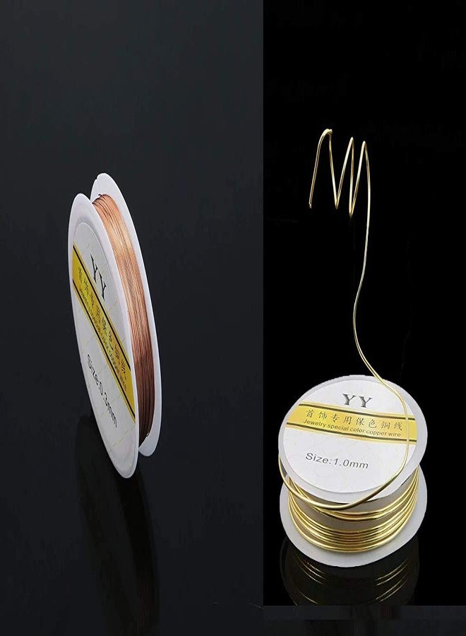 دي آي واي كرافتس مجموعة متنوعة من 5 أحجام من أسلاك النحاس الفضية والذهبية لصنع الحرف اليدوية، بأحجام 0.3/0.4/0.5/0.6/0.8/1 ملم، مناسبة لصنع الأساور والقلائد. - Image 5